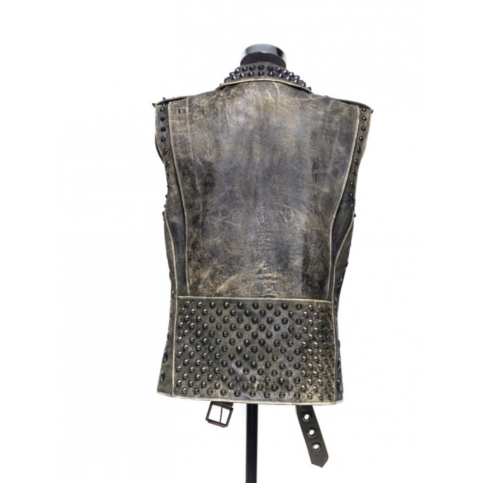 Women Spiked Studded distressed leather Biker Vest